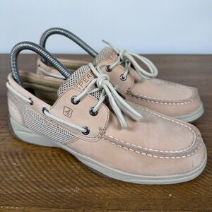 Sperry Boat Shoes Girls 5M Tan Intrepid Leather Casual Preppy Nautical